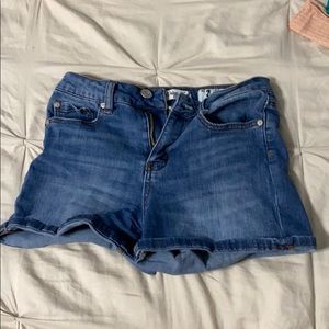 blue denim short shorts.